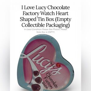 I Love Lucy Chocolate Factory Heart Tin Box (Empty) – Vintage Collectible